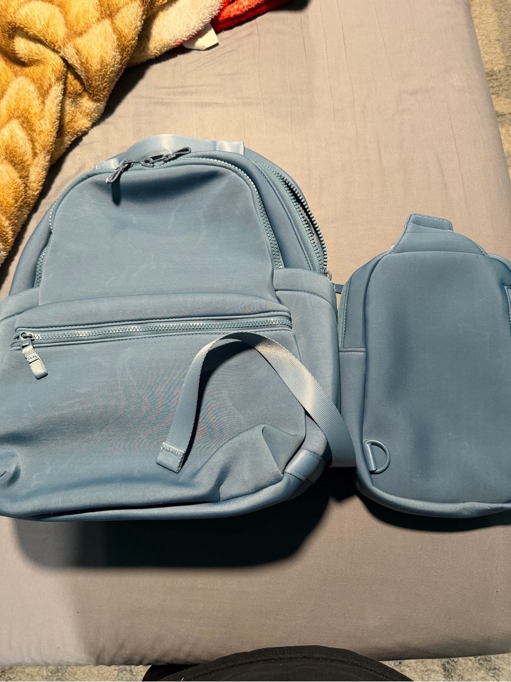 Men's Light Blue Backpack with Sling Pouch